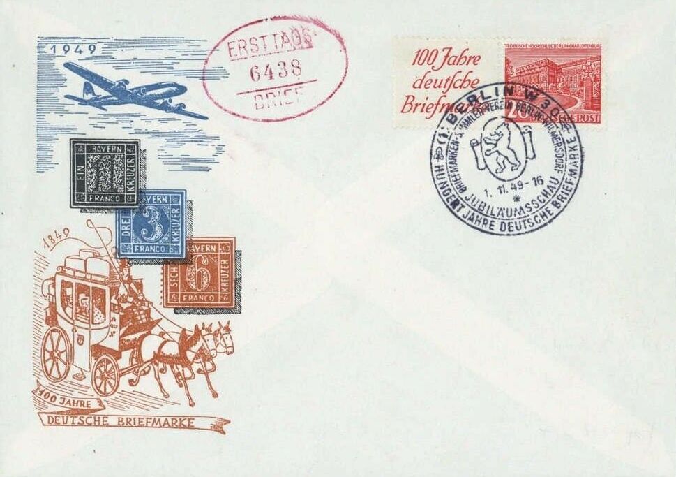 49 amt mit rotem stempel ersttagsbrief 01 11 1949